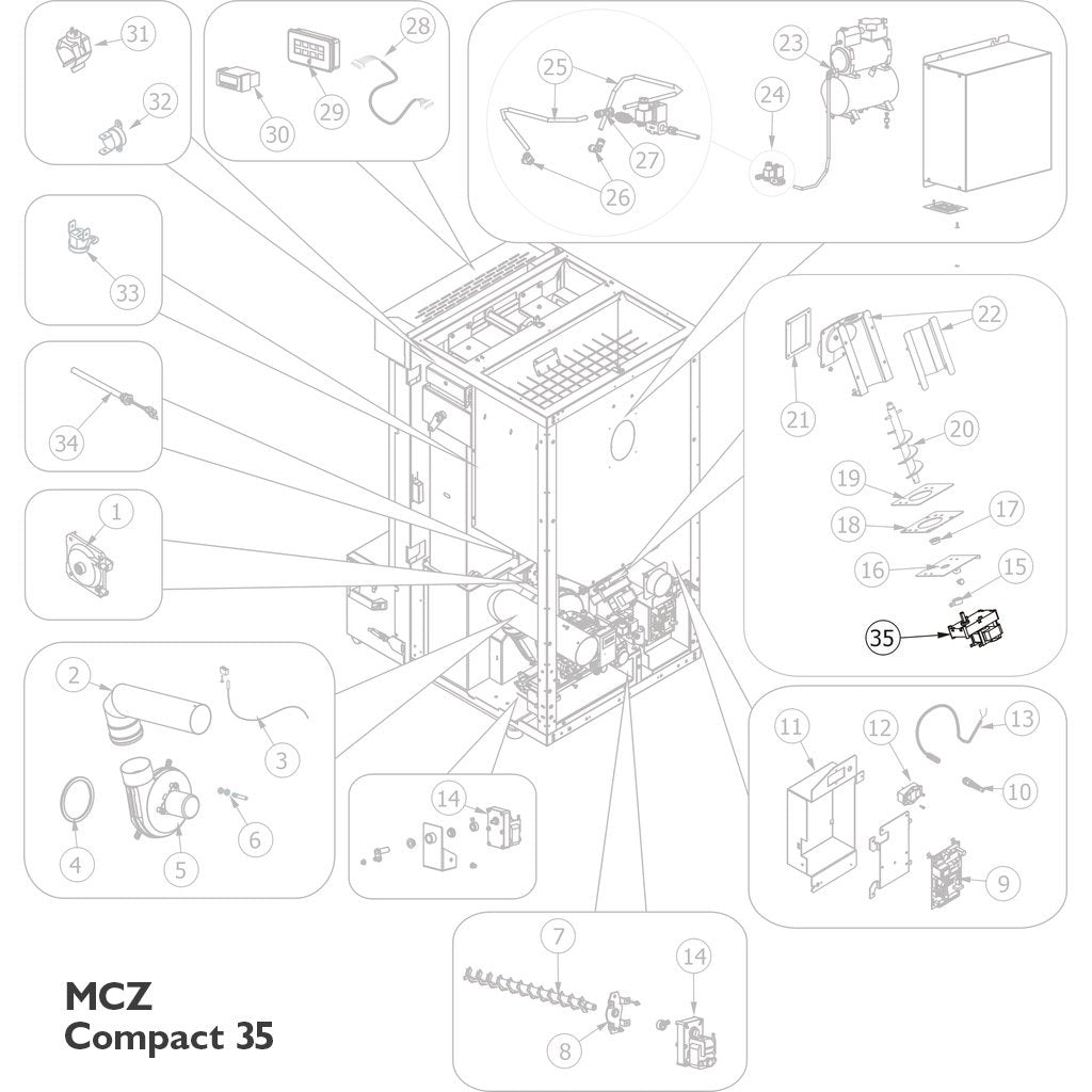 Auger motor - MCZ - Compact 35/45 inc. Easy clean models - MCZ